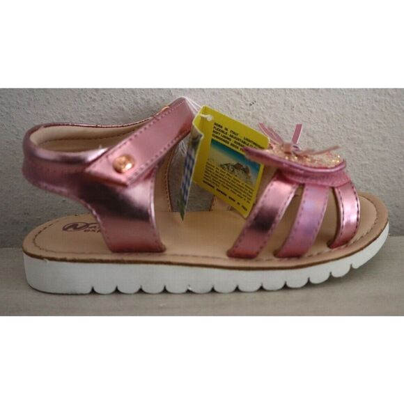Naturino Express Toddler Girl Sz 10M Rose Pink Metallic PU Leather Gatto Sandals - Picture 5 of 11